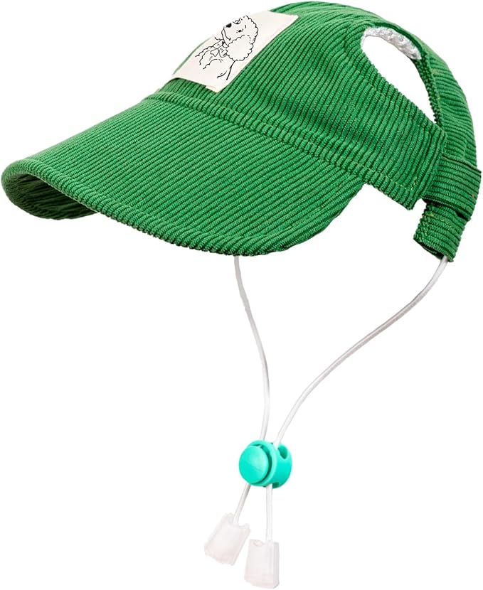 Pet Dog Baseball Cap, Cat Hat, Cat Dog Sun Cap with Ear Holes, Adjustable Puppy Outdoor Sun Hat (Green, Large)