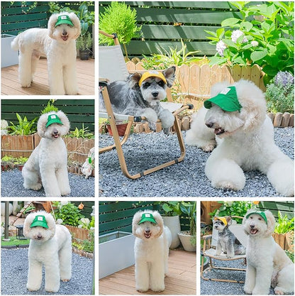 Pet Dog Baseball Cap, Cat Hat, Cat Dog Sun Cap with Ear Holes, Adjustable Puppy Outdoor Sun Hat (Green, Large)