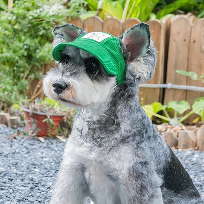 Pet Dog Baseball Cap, Cat Hat, Cat Dog Sun Cap with Ear Holes, Adjustable Puppy Outdoor Sun Hat (Green, Large)