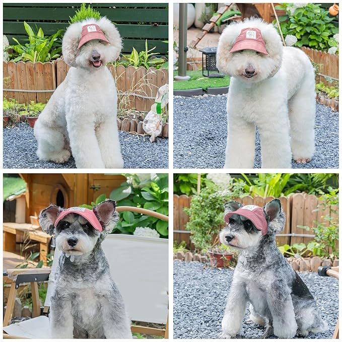 Pet Dog Baseball Cap, Cat Hat, Cat Dog Sun Cap with Ear Holes, Adjustable Puppy Outdoor Sun Hat (Pink, Small)