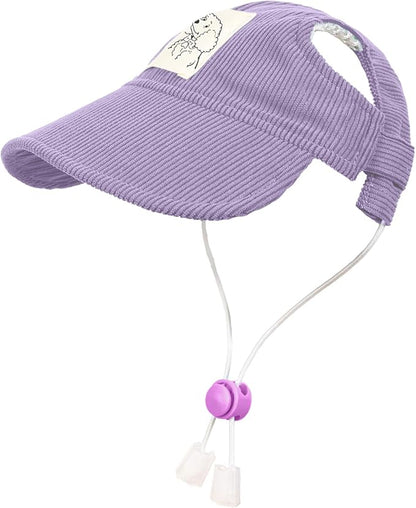 Pet Dog Baseball Cap, Cat Hat, Cat Dog Sun Cap with Ear Holes, Adjustable Puppy Outdoor Sun Hat (Purple, Small)