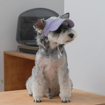 Pet Dog Baseball Cap, Cat Hat, Cat Dog Sun Cap with Ear Holes, Adjustable Puppy Outdoor Sun Hat (Purple, X-Large)