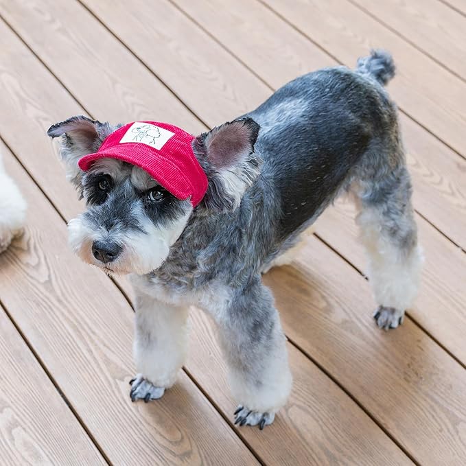 Pet Dog Baseball Cap, Cat Hat, Cat Dog Sun Cap with Ear Holes, Adjustable Puppy Outdoor Sun Hat (Red, Small)