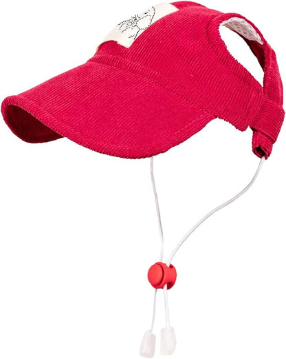 Pet Dog Baseball Cap, Cat Hat, Cat Dog Sun Cap with Ear Holes, Adjustable Puppy Outdoor Sun Hat (Red, X-Large)