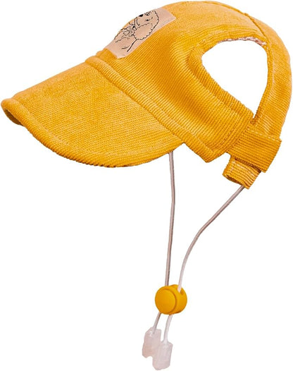 Pet Dog Baseball Cap, Cat Hat, Cat Dog Sun Cap with Ear Holes, Adjustable Puppy Outdoor Sun Hat (Yellow, Small)