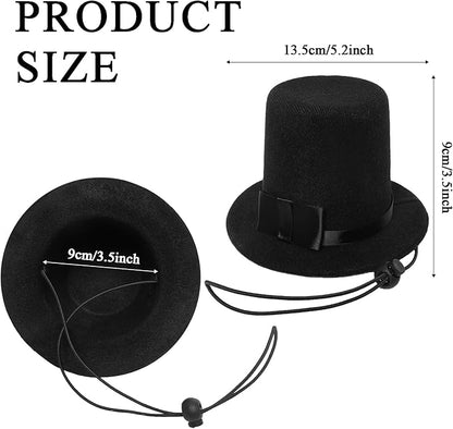 Pet Formal Accessories Set 2 Pcs Dog Costume Top Hat with Formal Pet Tuxedo Bowtie/Necktie Birthday Party Halloween Gradation Christmas Dog Cat Costumes Accessories Black One Size