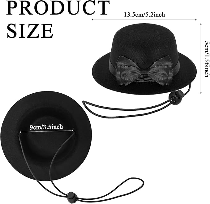 Pet Formal Accessories Set 2 Pcs Dog Costume Top Hat with Formal Pet Tuxedo Bowtie/Necktie Birthday Party Halloween Gradation Christmas Dog Cat Costumes Accessories Black (Top hat Height: 5cm)