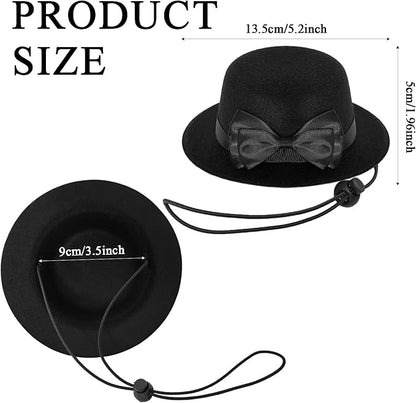 Pet Formal Accessories Set 2 Pcs Dog Costume Top Hat with Formal Pet Tuxedo Bowtie/Necktie Birthday Party Halloween Gradation Christmas Dog Cat Costumes Accessories Black (Top hat Height: 5cm)