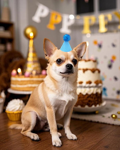 PET SHOW 10 Pack Mini Party Hats for Small Dog Birthday Stuffed Animals Puppy Cats Adjustable Headband Colorful Holiday Felt Hats Kitten Pet Grooming Costume Accessories