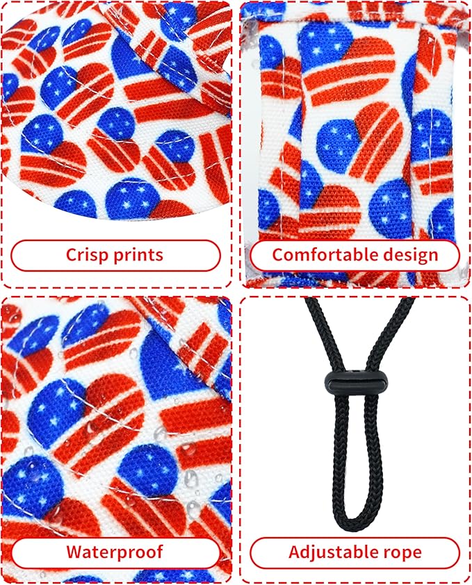 PET SHOW 4th of July Dog Baseball Cap American Flag Dog Visors for Small Medium Dogs Waterproof Pet Sun Hats with Ear Holes Adjustable Drawstring Patriotic Boy Girl Puppy Hat- Independence Day/M