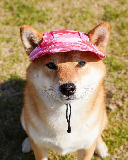 PET SHOW Dog Baseball Cap Camouflage Dog Visors for Small Doggy Cats Summer Waterproof Pet Sun Hats with Ear Holes Adjustable Drawstring Girl Puppy Hat -Pink/XS