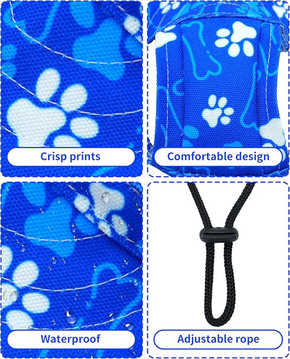 PET SHOW Dog Baseball Cap Paw Print Dog Visors for Small Doggy Cats Waterproof Pet Sun Hats with Ear Holes Adjustable Drawstring Boy Puppy Hat - Royal Blue/XXS