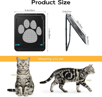 PetPrime Cat Door for Screen Door with Flap Opening 8×10 inches,Lockable Auto-Close Magnetic Pet Door for Cats & Small Dogs,Suitable for Sliding Screen Door,Easy Install,Small