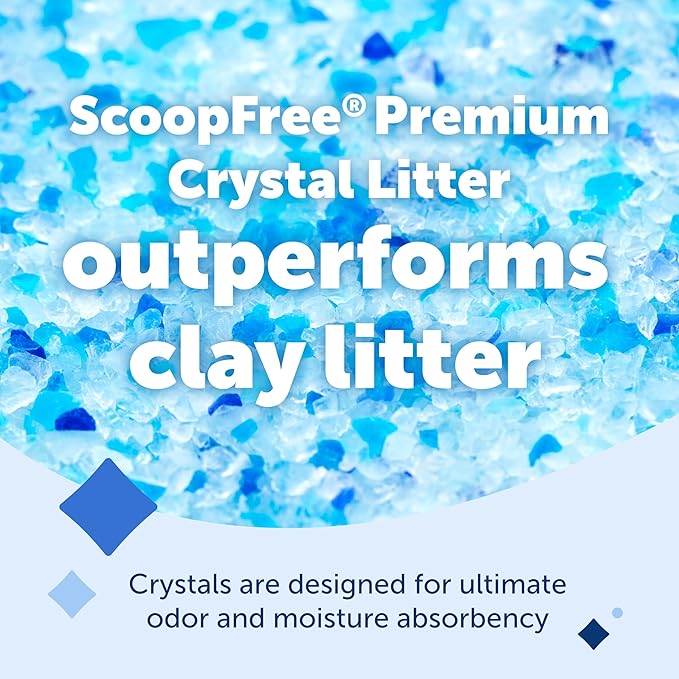 PetSafe ScoopFree Premium Crystal Cat Litter - Ultra-Absorbent Silica Universal Litterbox Crystals - Non-Clumping Odor Control - Fresh Scent - 8 lb Bag - 3 Pack