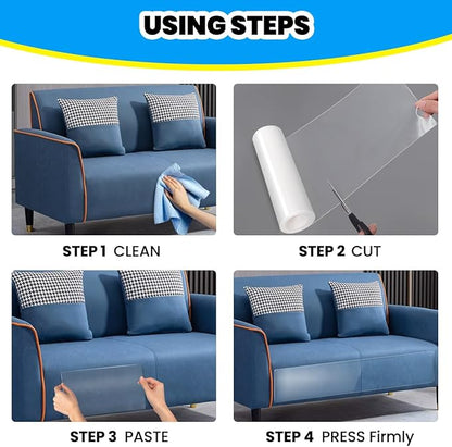 Petslucent Cat Scratch Furniture Protector: Cat Anti Scratch Tape - Door Protector from Dog Scratching - Clear Training Self Adhesive Tape for Carpet, Sofa, Couch, Door (118in x 7.9in)