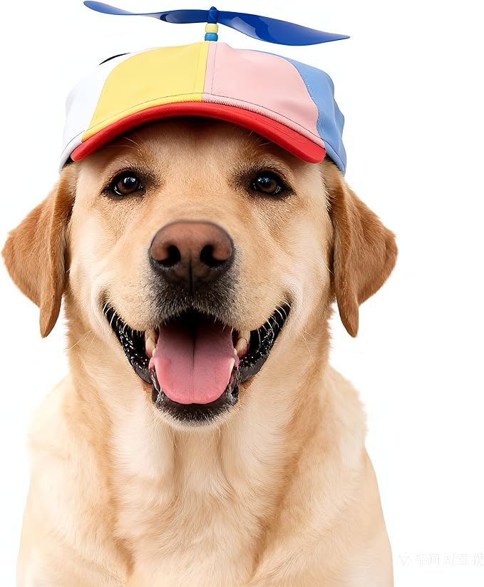 Propeller Pet Hats, Funny Helicopter Adjustment Red Hats for Dog and Cat S