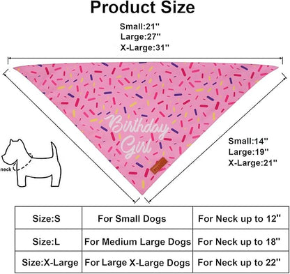 PTDECOR Dog Birthday Party Supplies, Multi Size Birthday Girl Bandana, Pink Crowns Hat Set for Large X-Large Pets (X-Large)
