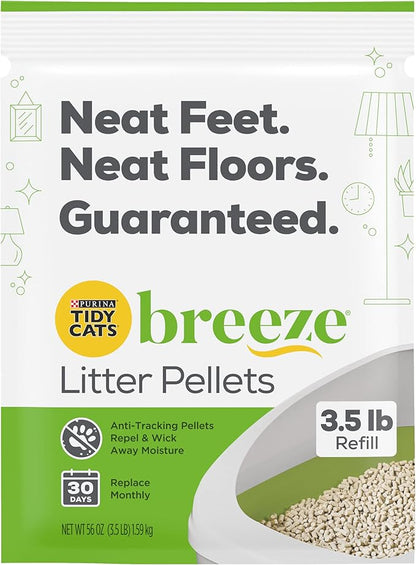 Purina Tidy Cats Breeze Litter Pellets Refill Pouch, Made for Multiple Cats, Anti-Tracking Pellets, 3.5 LB Refill Pouch (Pack of 2)