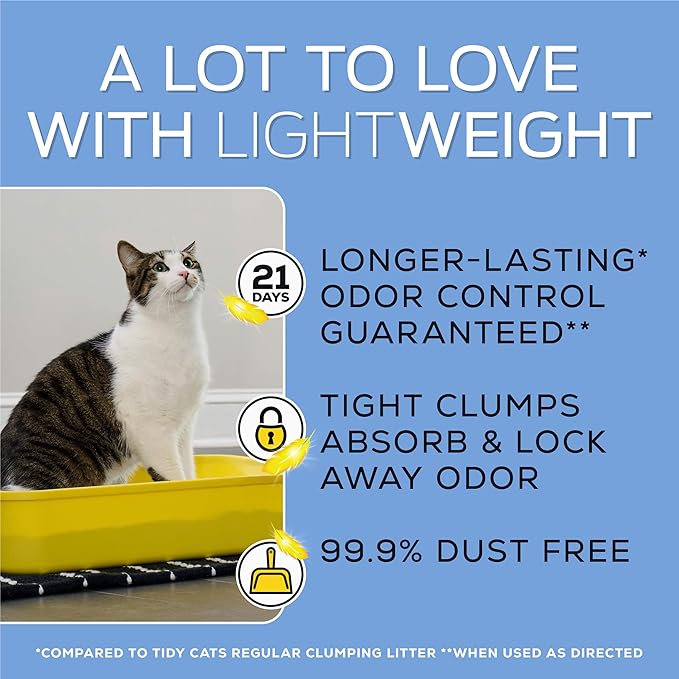 Purina Tidy Cats Lightweight, Low Dust, Clumping Cat Litter Odor Control 24/7 Performance Multi Cat Litter 12 lbs.