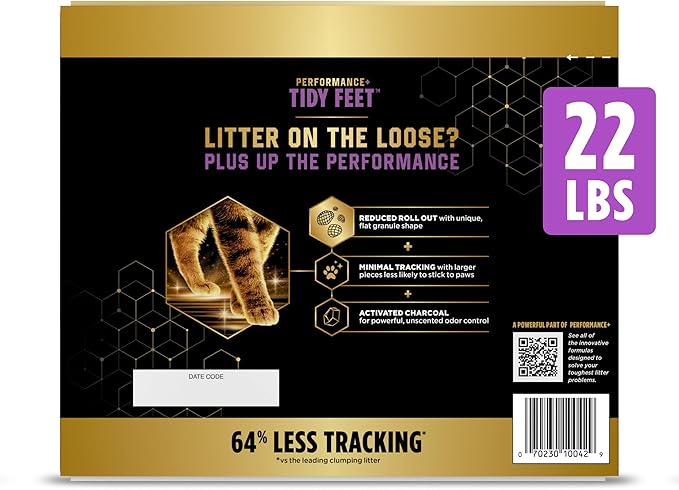 Purina Tidy Cats Performance Plus Feet Unscented Low Tracking, Clumping, Odor Control Kitty Litter   - 22 lb. Box
