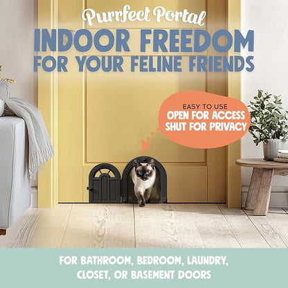 Purrfect Portal Meow Manor® Cat Door Interior Door - No-Flap, Fits Cats Up to 20 lbs, Easy DIY Setup, No Training Needed