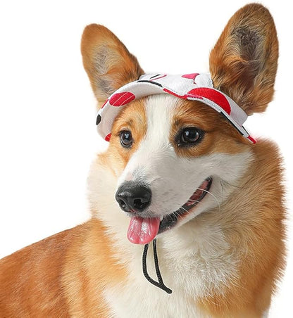 Round Brim Princess Hat Visor Hat Pet Dog Mesh Porous Sun Hat with Ear Holes for, Extra Dog Teddy, Pug, Chihuahua, Shih Tzu, Yorkshire Terriers, Papillon Z-2-red+White Medium
