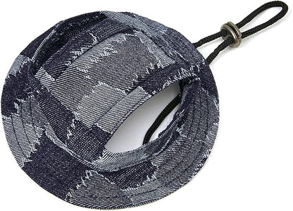 Round Brim Princess Hat Visor Hat Pet Dog Mesh Porous Sun Hat with Ear Holes for Small, Extra Small Dog Teddy, Pug, Chihuahua, Shih Tzu, Yorkshire Terriers, Papillon V-Black L