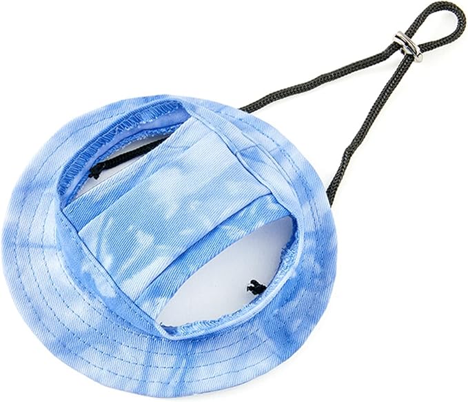 Round Brim Princess Hat Visor Hat Pet Dog Mesh Porous Sun Hat with Ear Holes for Small, Extra Small Dog Teddy, Pug, Chihuahua, Shih Tzu, Yorkshire Terriers, Papillon T-Blue L