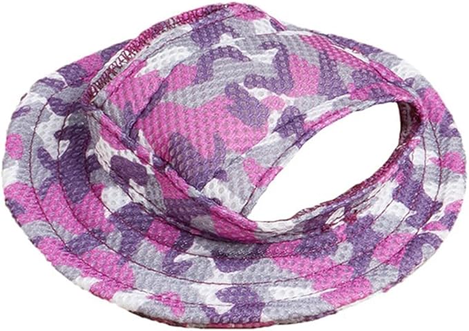 Round Brim Princess Hat Visor Hat Pet Dog Mesh Porous Sun Hat with Ear Holes for Small, Extra Small Dog Teddy, Pug, Chihuahua, Shih Tzu, Yorkshire Terriers, Papillon Z-1-purple S