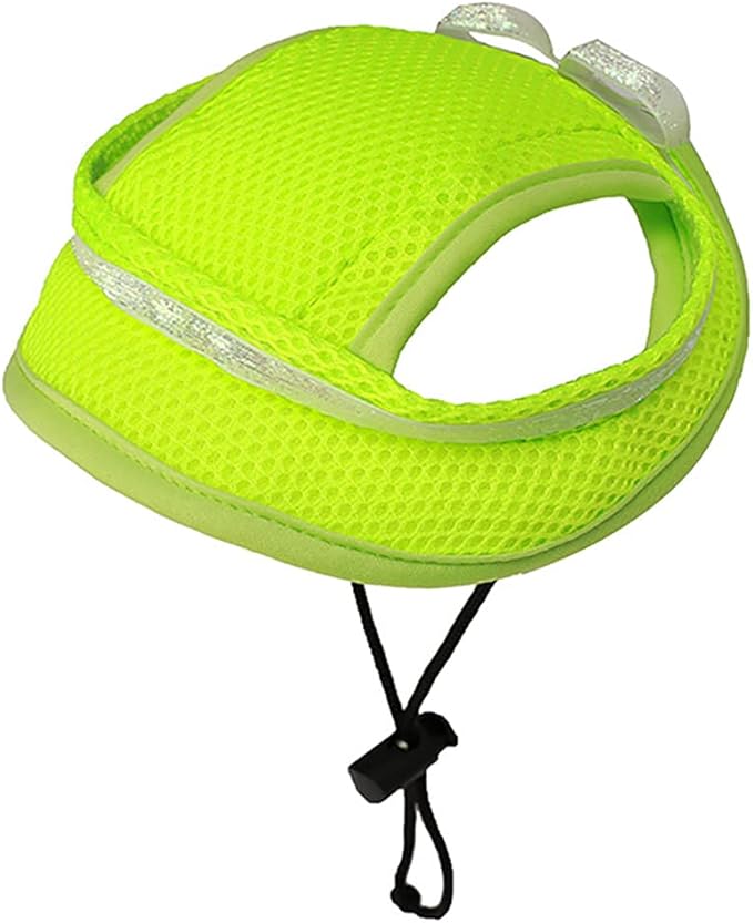 Round Brim Princess Hat Visor Hat Pet Dog Mesh Porous Sun Hat with Ear Holes for Small, Extra Small Dog Teddy, Pug, Chihuahua, Shih Tzu, Yorkshire Terriers, Papillon Fluorescent Green S