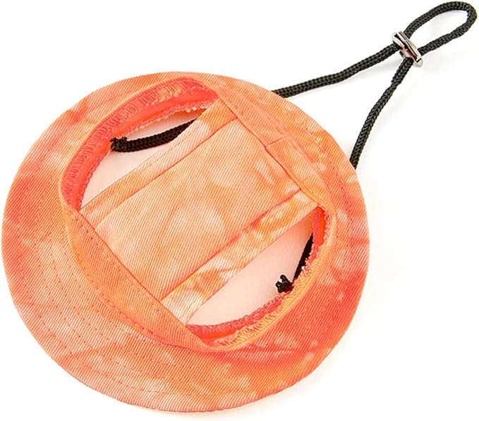 Round Brim Princess Hat Visor Hat Pet Dog Mesh Porous Sun Hat with Ear Holes for Small, Extra Small Dog Teddy, Pug, Chihuahua, Shih Tzu, Yorkshire Terriers, Papillon T-Orange M