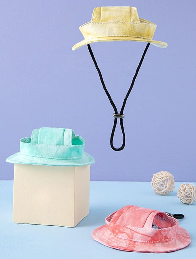 Round Brim Princess Hat Visor Hat Pet Dog Mesh Porous Sun Hat with Ear Holes for Small, Extra Small Dog Teddy, Pug, Chihuahua, Shih Tzu, Yorkshire Terriers, Papillon T-Yellow M