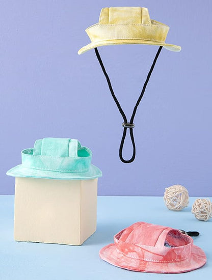Round Brim Princess Hat Visor Hat Pet Dog Mesh Porous Sun Hat with Ear Holes for Small, Extra Small Dog Teddy, Pug, Chihuahua, Shih Tzu, Yorkshire Terriers, Papillon T-Yellow S