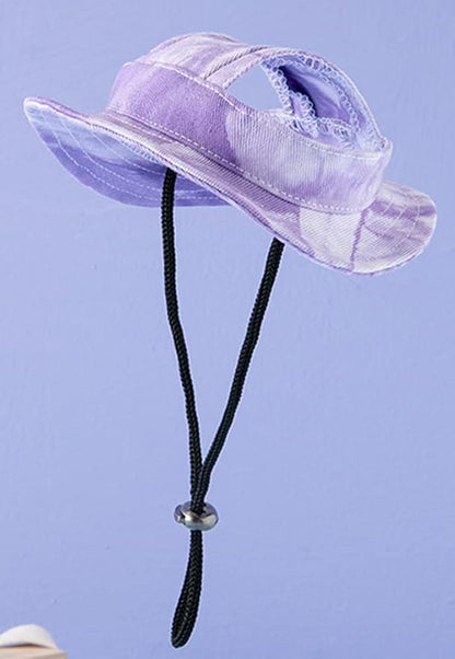 Round Brim Princess Hat Visor Hat Pet Dog Mesh Porous Sun Hat with Ear Holes for Small, Extra Small Dog Teddy, Pug, Chihuahua, Shih Tzu, Yorkshire Terriers, Papillon T-Purple L