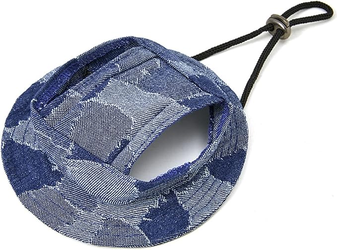 Round Brim Princess Hat Visor Hat Pet Dog Mesh Porous Sun Hat with Ear Holes for Small, Extra Small Dog Teddy, Pug, Chihuahua, Shih Tzu, Yorkshire Terriers, Papillon V-Dark Blue L