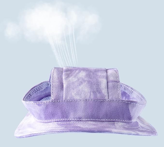Round Brim Princess Hat Visor Hat Pet Dog Mesh Porous Sun Hat with Ear Holes for Small, Extra Small Dog Teddy, Pug, Chihuahua, Shih Tzu, Yorkshire Terriers, Papillon T-Purple L