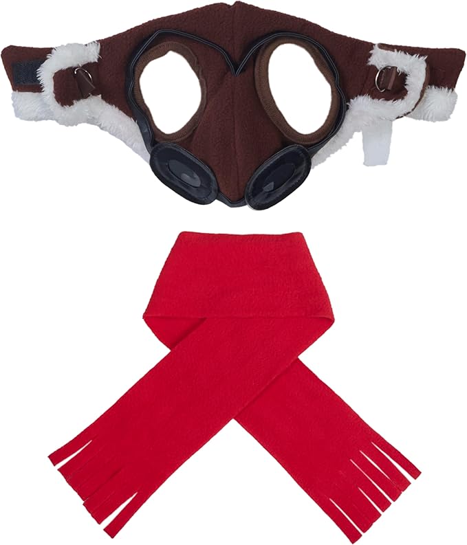 Rubies Aviator Pet Hat & Scarf Set for Dogs or Cats, M/L