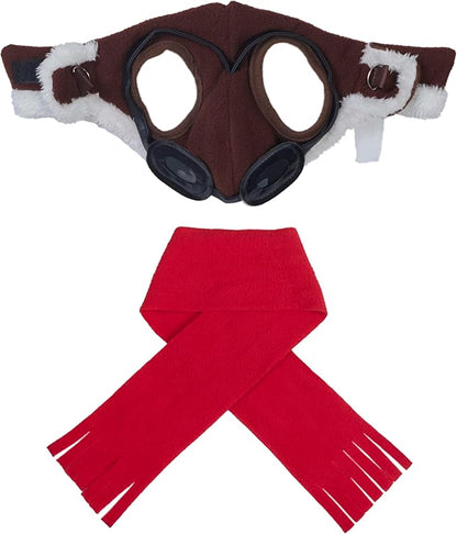 Rubies Aviator Pet Hat & Scarf Set for Dogs or Cats, M/L