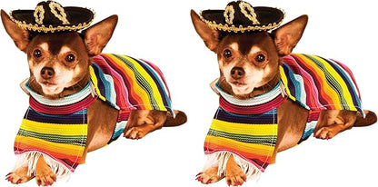 Rubie's Costume Serape and Hat Pet Costume, Multicolor, M Neck 14.5 Girth 20 Back 15 US (Pack of 2)