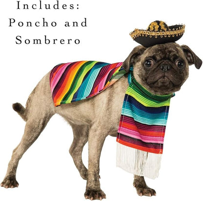 Rubie's Costume Serape and Hat Pet Costume, Multicolor, M Neck 14.5 Girth 20 Back 15 US (Pack of 2)