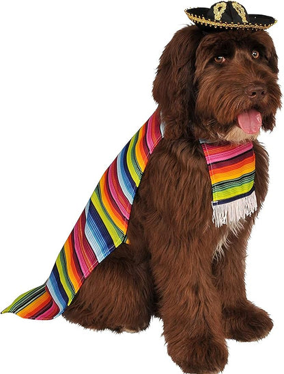Rubie's Costume Serape and Hat Pet Costume, Multicolor, M Neck 14.5 Girth 20 Back 15 US (Pack of 2)