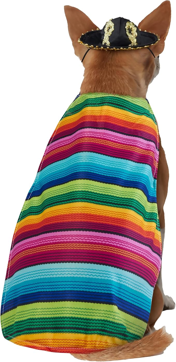 Rubies Serape and Hat Pet Costume Pet Costume for Dogs or Cats, Small