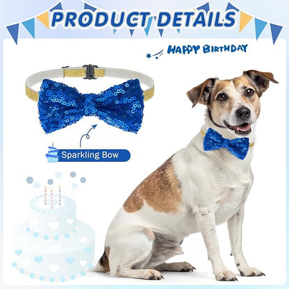 SCENEREAL Dog Birthday Party Supplies, Dog Birthday Bandana Hat Bow Tie Collar Set with Birthday Numbers, Pet Birthday Scarf Accessories Outfit Decorations for Boy Girl Medium Large Dogs