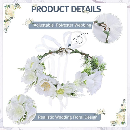 SCENEREAL Small Dog Wedding Dress 4-Piece Set with Tutu Skirt, Bow Veil, Flower Collar and Bandana, My Humans are Getting Married for Small Dogs Cats