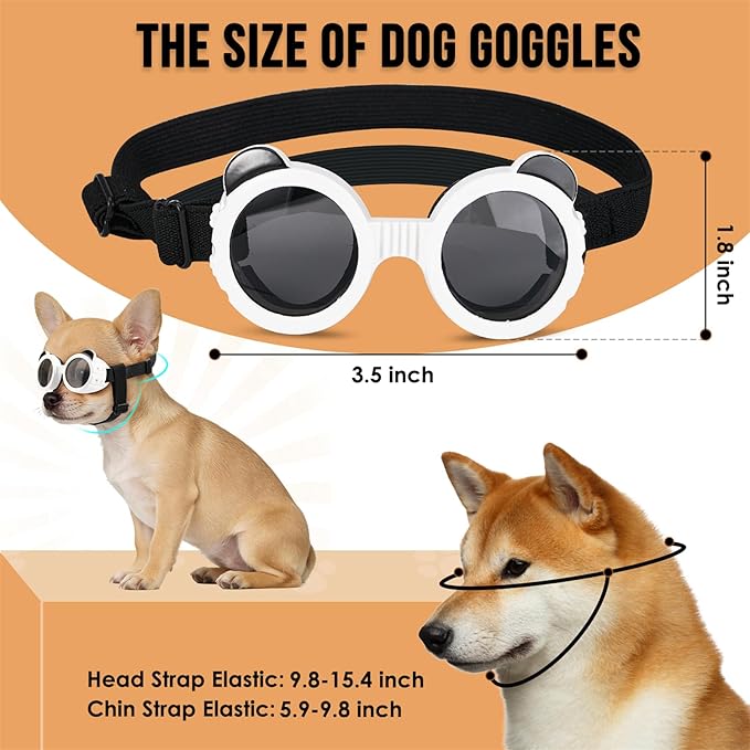 SlowTon Dog Helmet and Goggles - UV Protection Doggy Sunglasses Dog Glasses Pet Motorcycle Helmet Hat with Ear Holes Adjustable Belt Safety Hat for Small Medium Large Dogs Puppy Riding (Black, XS)