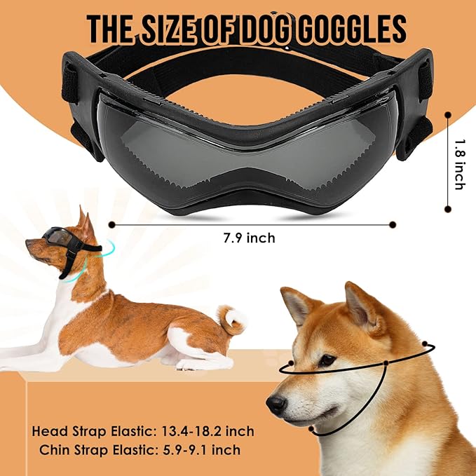 SlowTon Dog Helmet and Goggles - UV Protection Doggy Sunglasses Dog Glasses Pet Motorcycle Helmet Hat with Ear Holes Adjustable Belt Safety Hat for Small Medium Large Dogs Puppy Riding (Black, M)