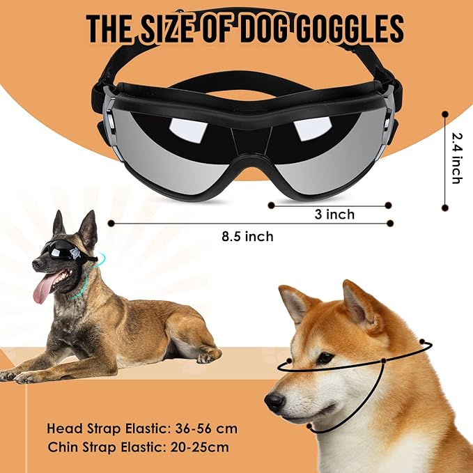 SlowTon Dog Helmet and Goggles - UV Protection Doggy Sunglasses Dog Glasses Pet Motorcycle Helmet Hat with Ear Holes Adjustable Belt Safety Hat for Small Medium Large Dogs Puppy Riding (Black, L)