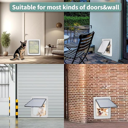 Small Doggie Door with Magnetic Locking Panel for Home Security - Durable & Weatherproof Outer Size 13.5x11.1in for Small to Medium Dogs, Cats, Pets. Easy to Install