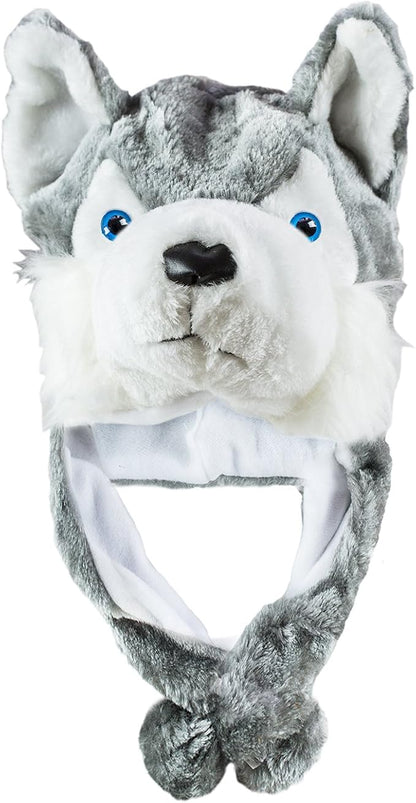 Super Z Outlet Cute Plush Animal Hat Winter Warm Winter Fashion Clothing Accessories (Husky/Wolf-Short) Grey