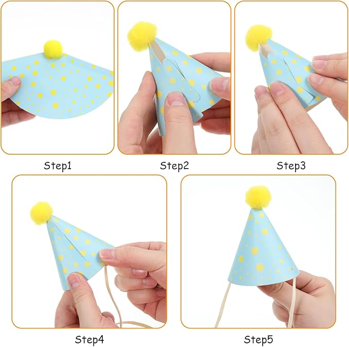 Tucnoeu 10pcs Colorful Mini Party Hats, Cute Dog Party Hats with Pom Poms for Kittens Rabbits Dogs and Stuffed Animals